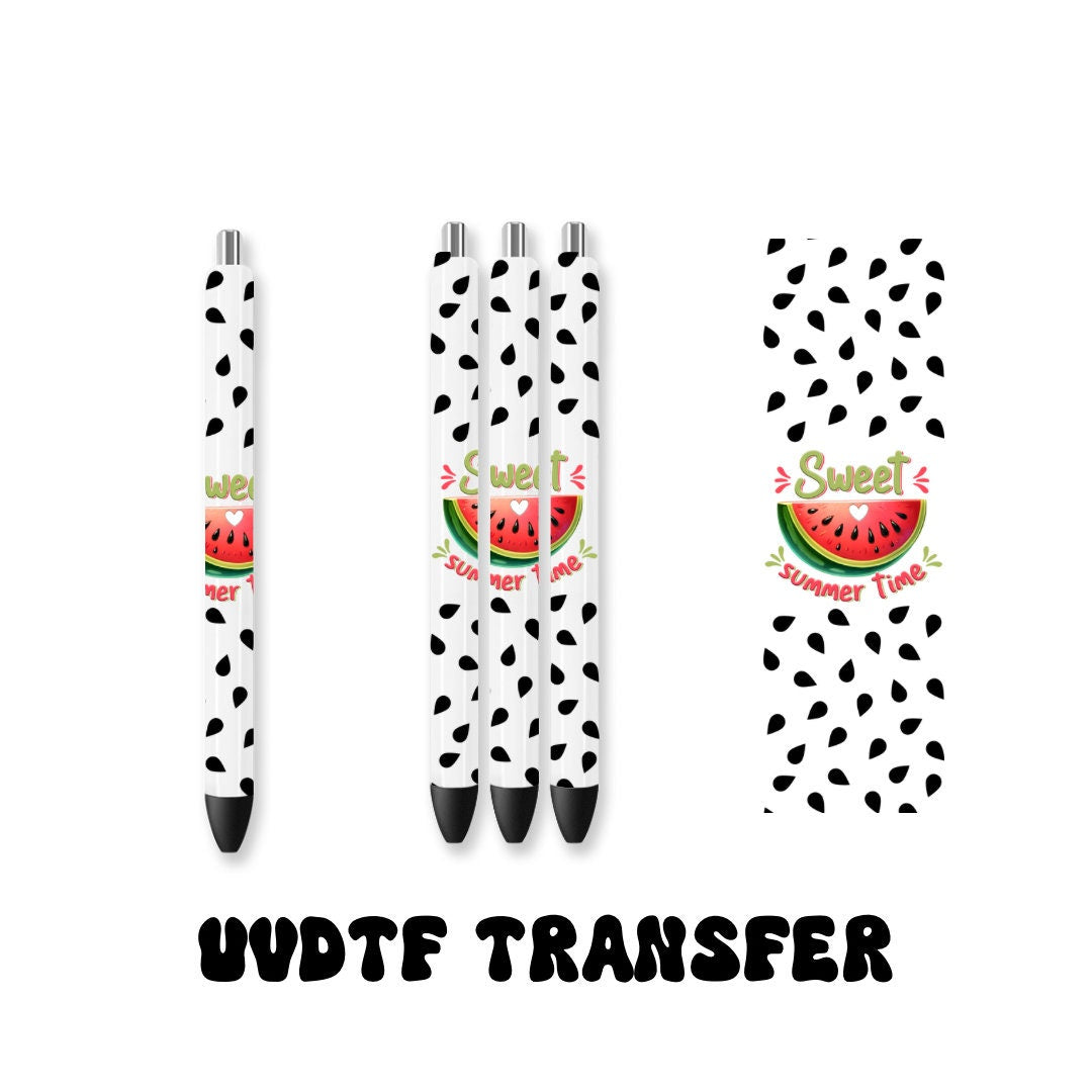 UVDTF Pen Wrap Watermelon Sweet, Fruit Pen wrap, Pen Wrap, Epoxy Pen Wrap, Permanent Waterproof Adhesive, Ready to Apply