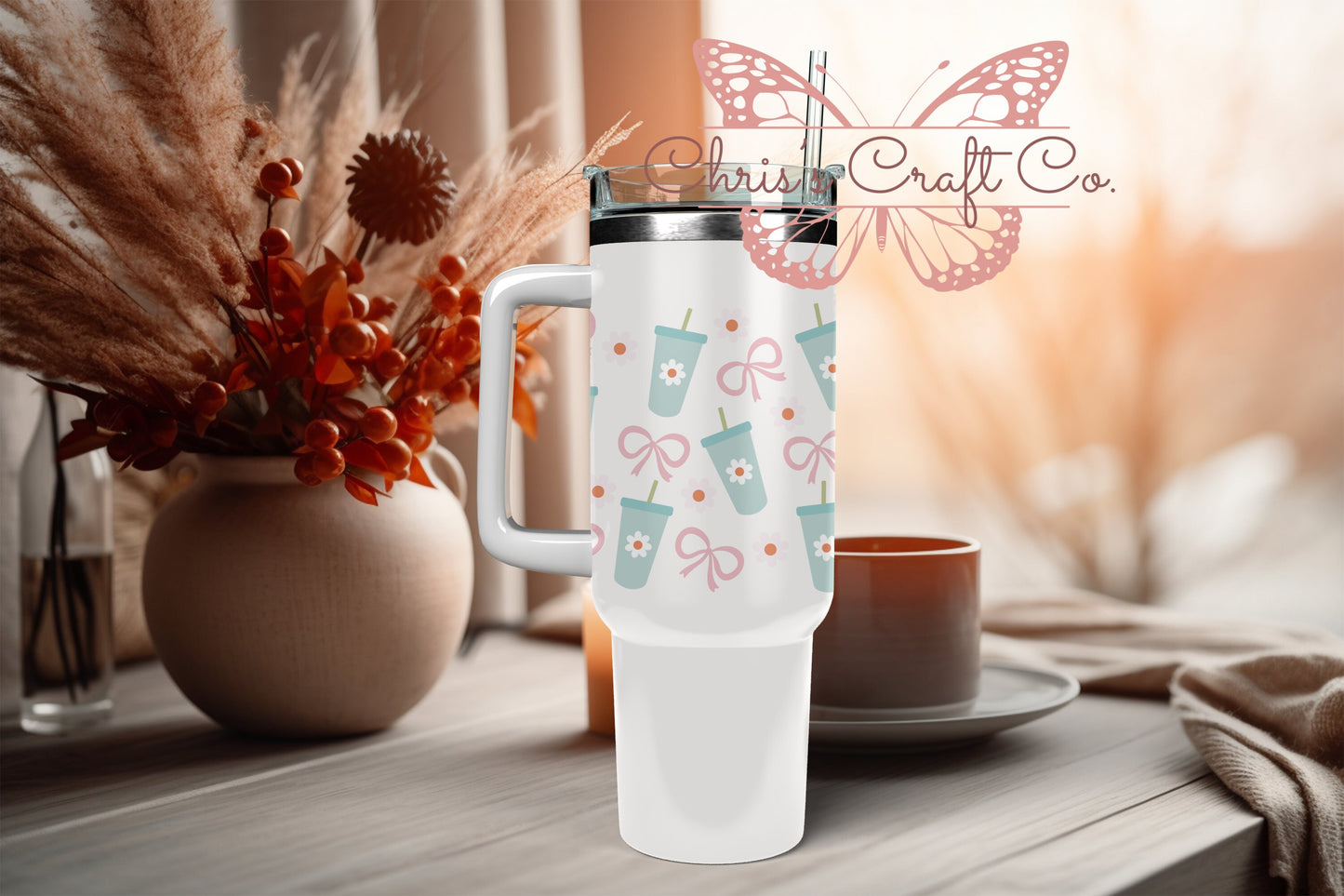 UVDTF Wrap Blue Tumbler Daisies 16oz Can Glass Mug Tumbler,  Ready to apply, Permanent Waterproof Adhesive