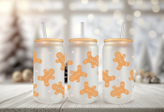 UVDTF Wrap Gingerbread Cookie for 16oz Can Glass, Mug, Tumbler, Ready to Apply, Permanent Waterproof Adhesive