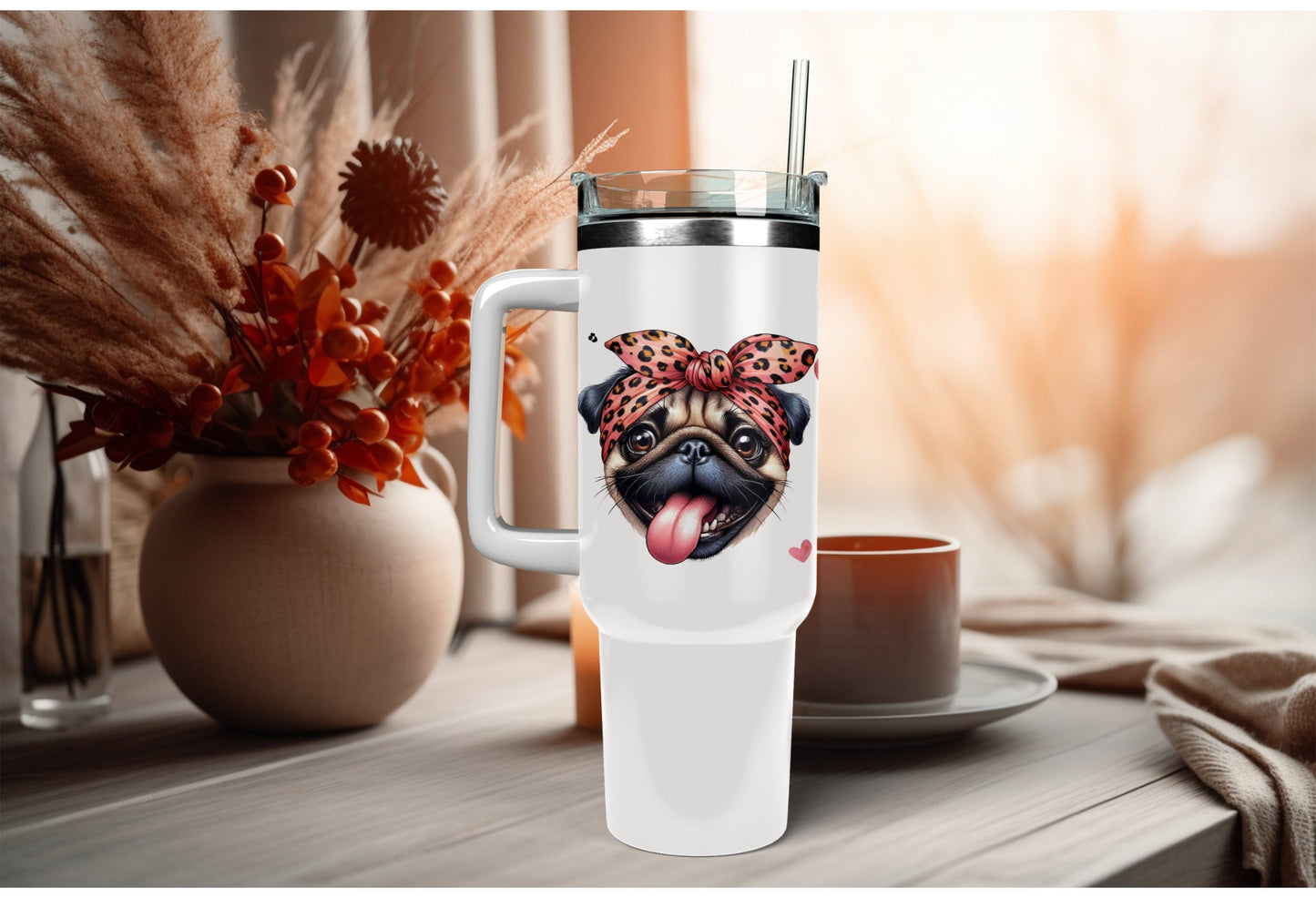UVDTF Wrap Cute Pug 16oz Can Glass Wrap, Mug Tumbler, Dog Mom, Ready to apply, Permanent Adhesive, Double sided option