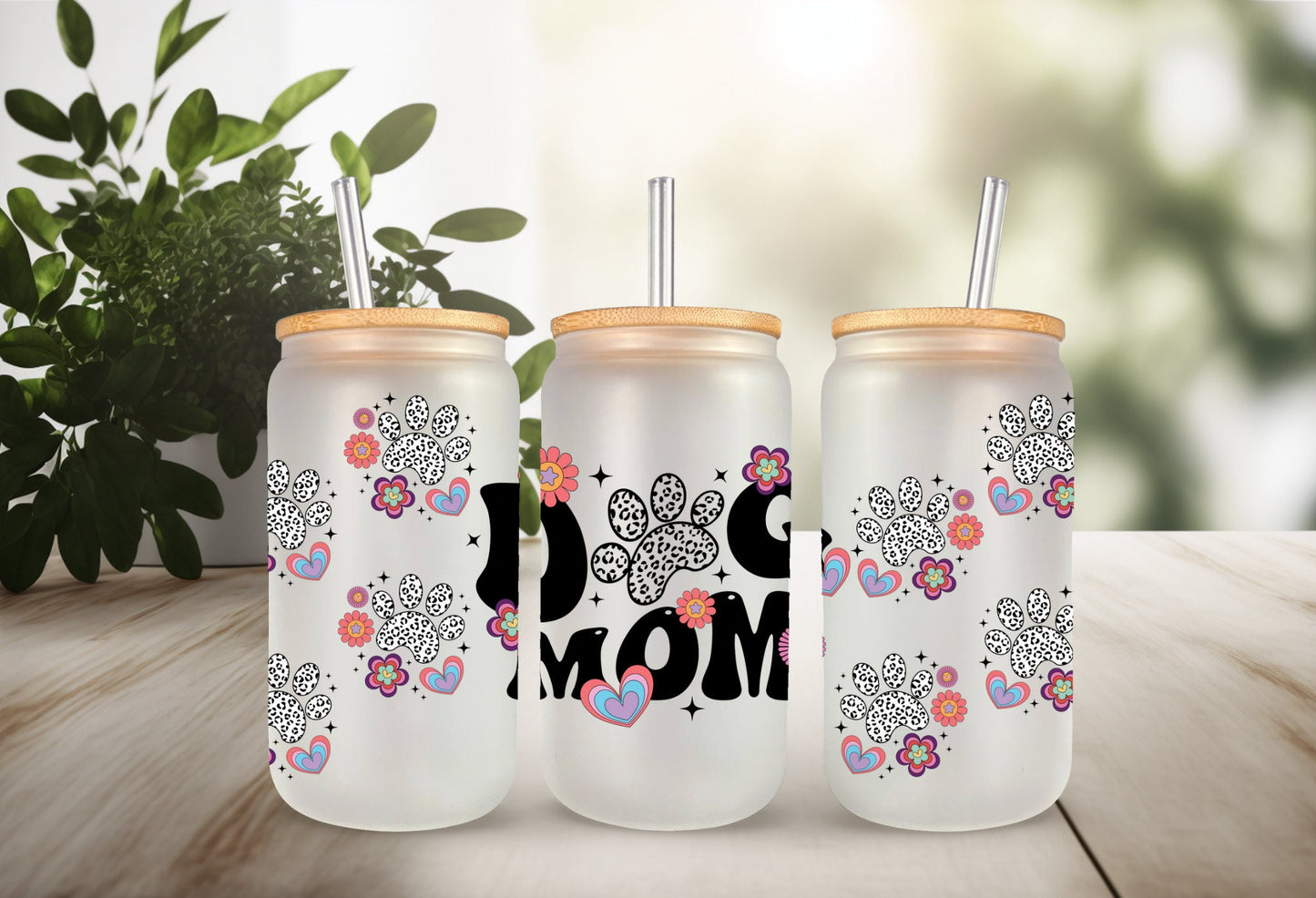 UVDTF Wrap Leopard Paws Dog Mama 16oz Mug Tumbler, Dog Mom Wrap, Dog Paws, Ready to apply, Permanent Waterproof Adhesive