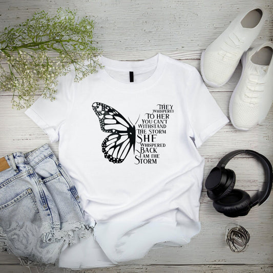 Storm Quote Butterfly Single Color Screenprint Transfer, Ready to Press ScreenPrint Transfer, Black Ink Screen Print Transfer