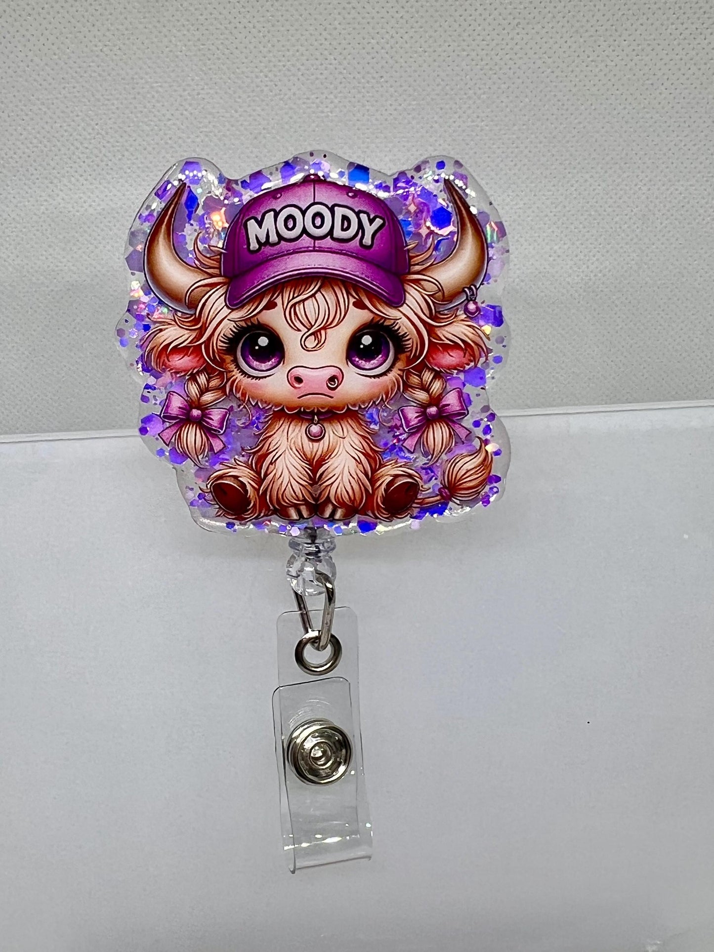Highland Cow Moody Acrylic Blank Decal Set, DIY Badge Reels, Bow Blank UVDTF sticker, Unfinished Badge Reel, Badge Reel Blanks