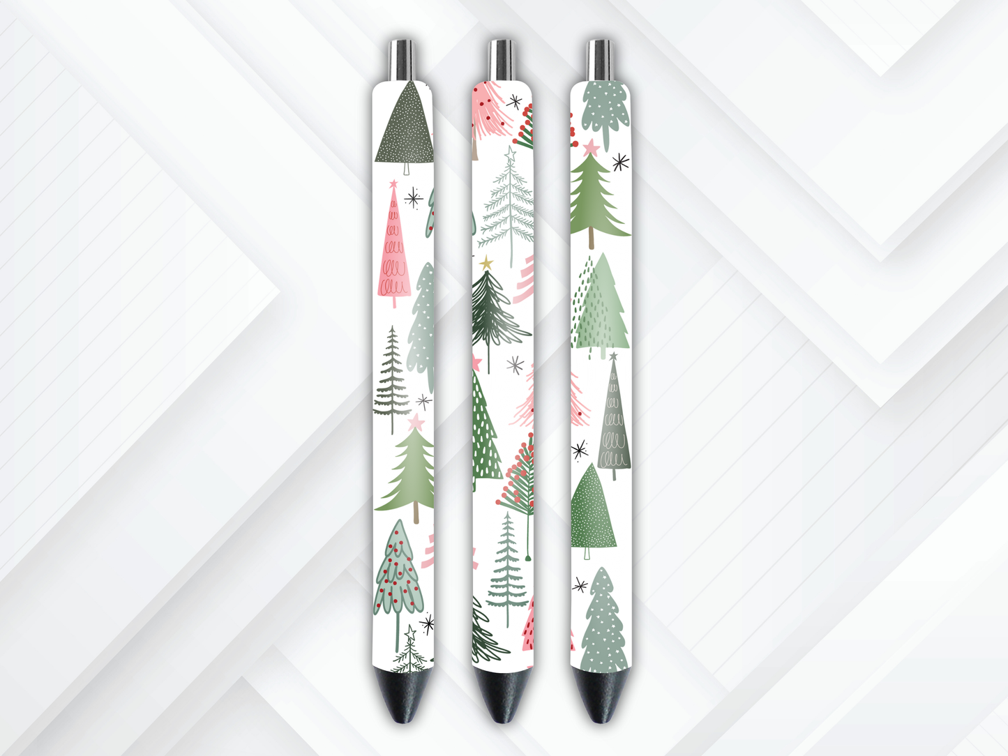 Christmas Tree UV DTF Pen Wrap Pink Green Holiday