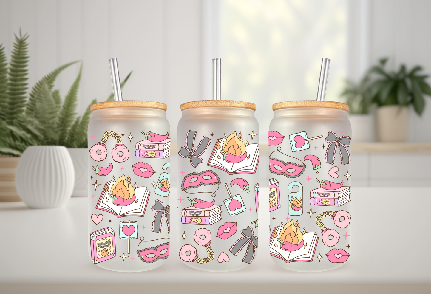 UVDTF Wrap Romance Smutty Books for 16oz Can Glass Mug Tumbler, Ready to apply, Permanent Waterproof Adhesive, Double Sided Option