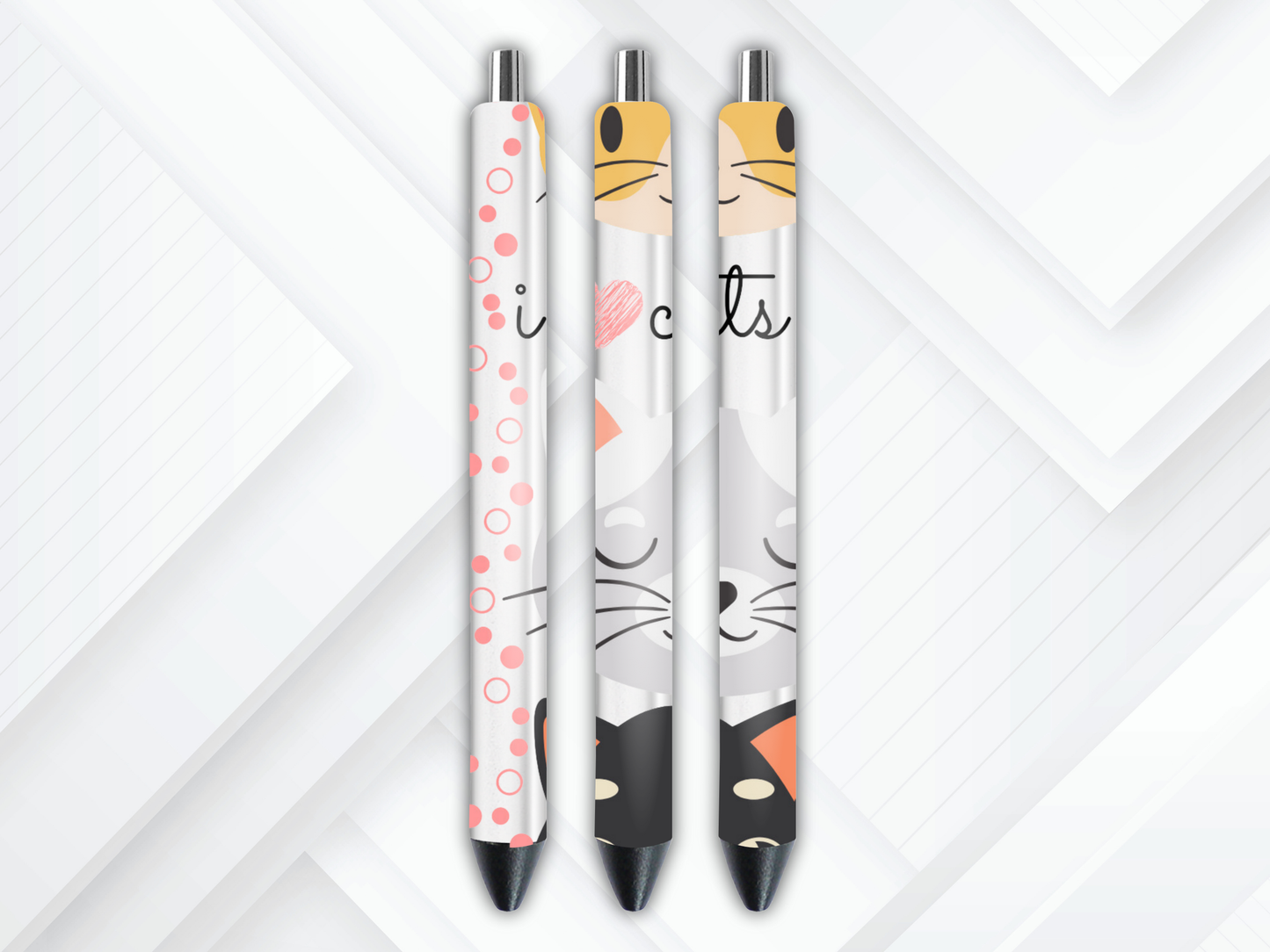 Cat Love UVDTF Pen Wrap: Permanent Adhesive Waterproof