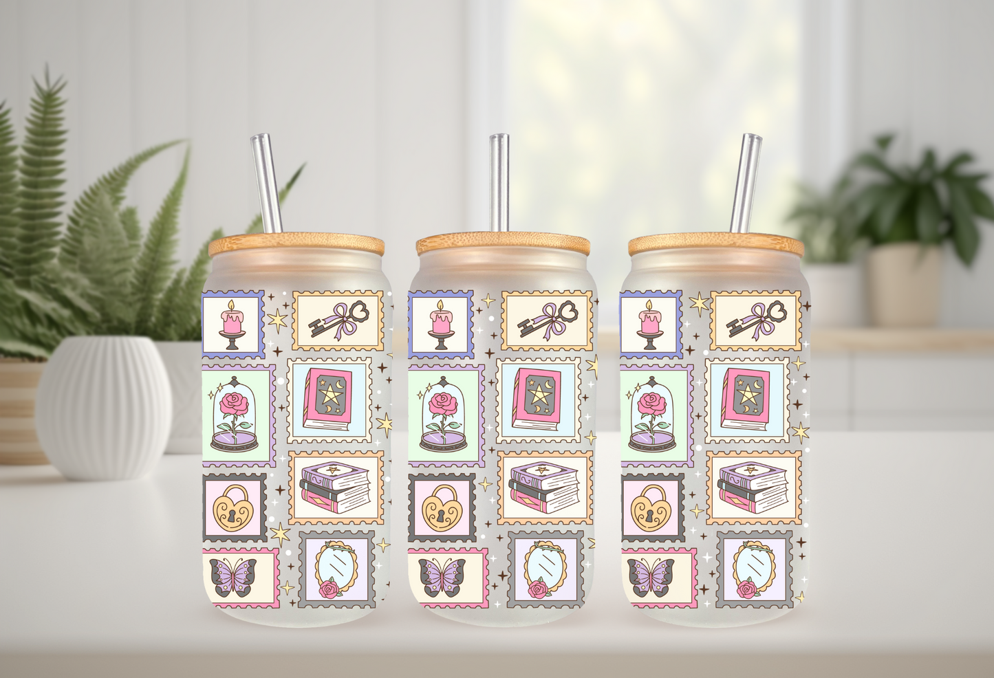 UVDTF Wrap Books Dark Academy Checkered for 16oz Can Glass Mug Tumbler, Ready to apply, Permanent Waterproof Adhesive (Copy)