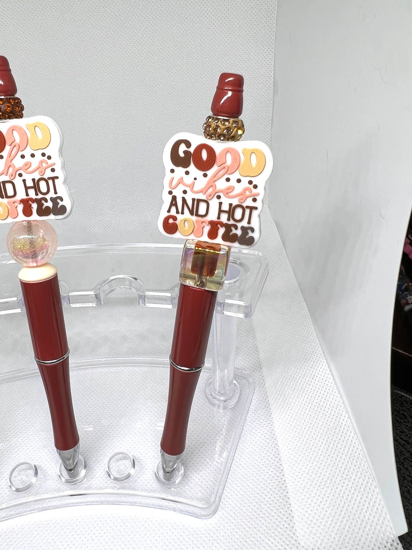 Beaded Pen Coffee Vibes, Fun Pens Acrylic  Beads, Beaded Pen, Retractable Ink Pen, Gifts