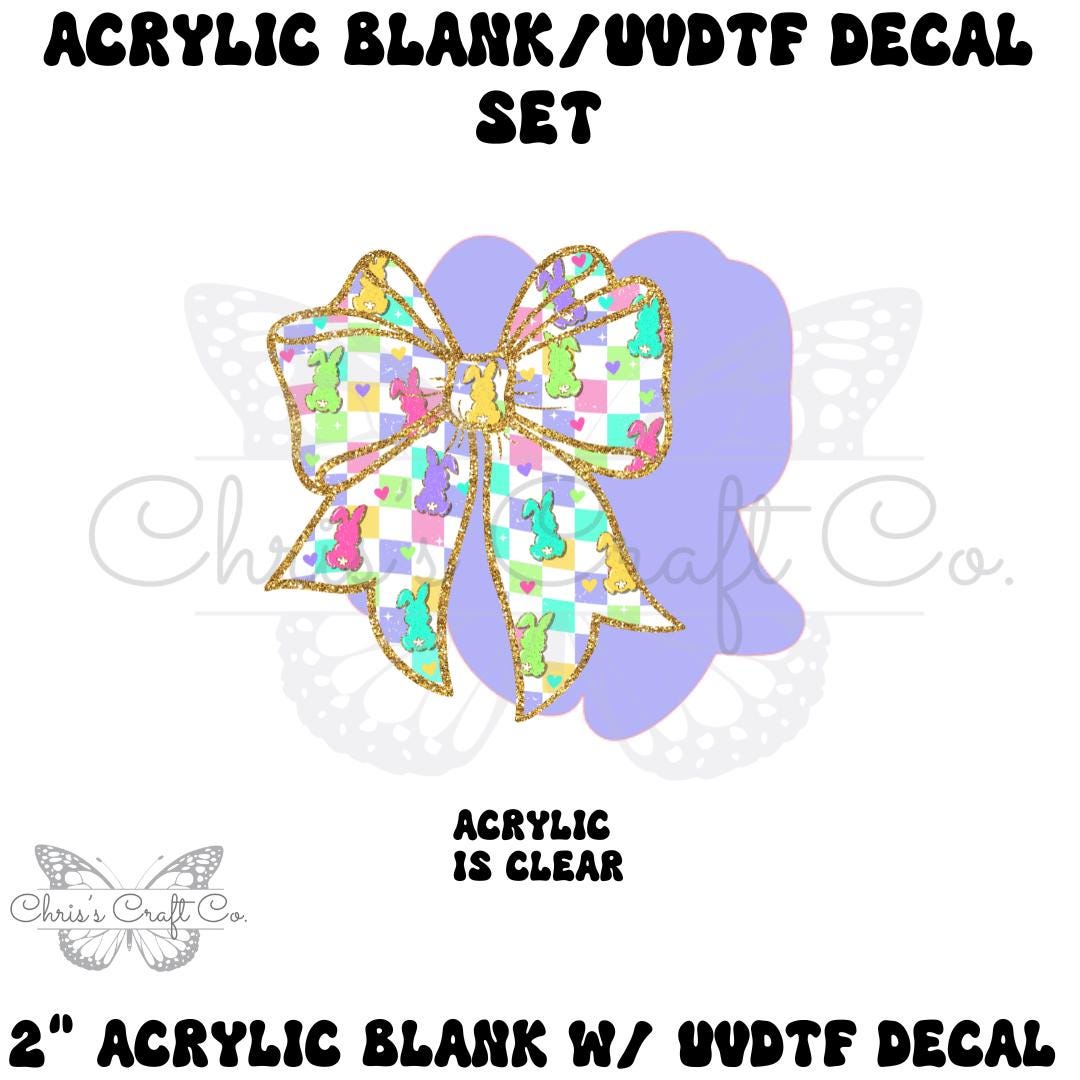 Easter Bunny Bow Acrylic Blank Decal Set, DIY Badge Reels, Bow Blank and UVDTF sticker, Unfinished Badge Reel, Badge Reel Blanks