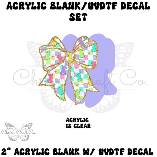 Easter Bunny Bow Acrylic Blank Decal Set, DIY Badge Reels, Bow Blank and UVDTF sticker, Unfinished Badge Reel, Badge Reel Blanks