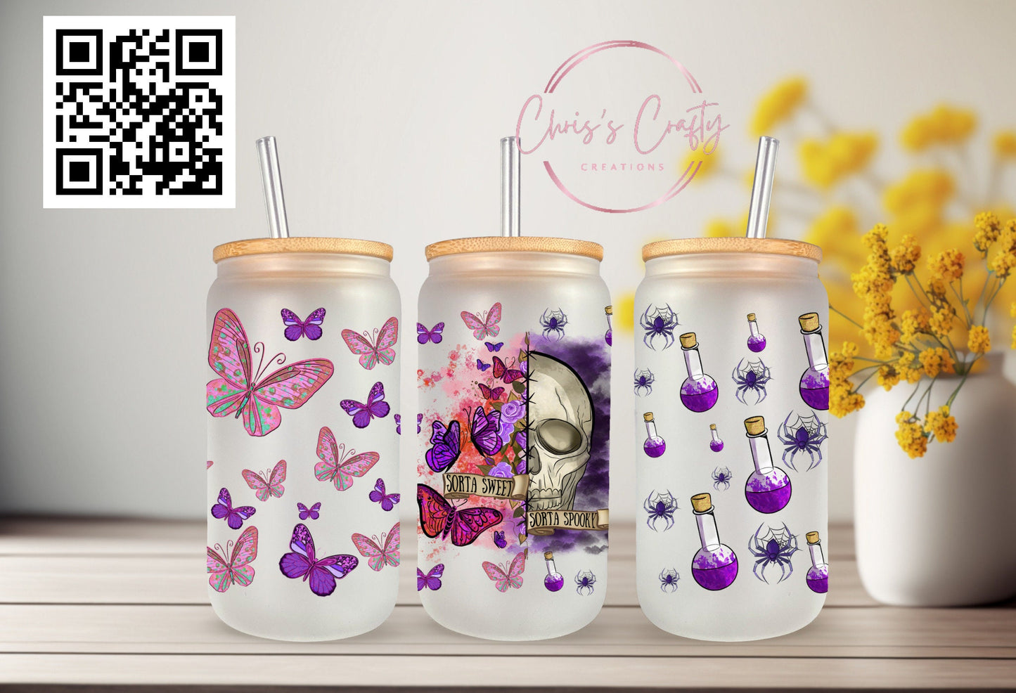 UVDTF Wrap Halloween Skeleton for 16oz Can Glass Mug Tumbler, Ready to apply, Permanent Waterproof Adhesive