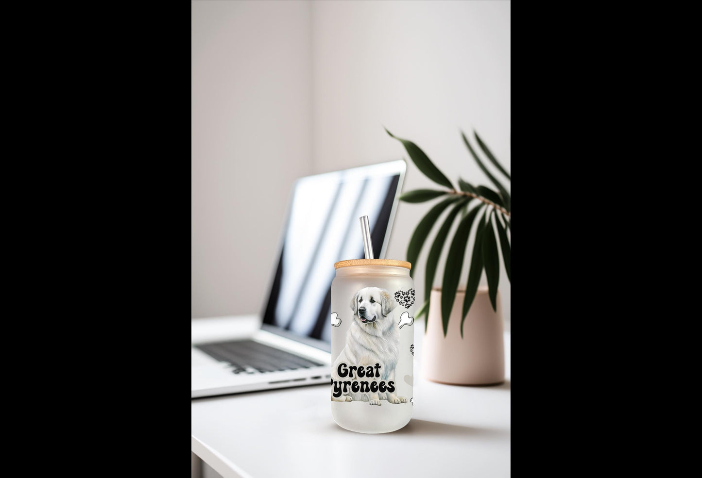 UVDTF Wrap Great Pyrenees 16oz Can Glass Mug Tumbler, Dog Wrap, Ready to apply, Permanent Waterproof Adhesive, Bundle Save Option