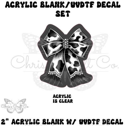 Western Cow Print Acrylic Blank Decal Set, DIY Badge Reels, Bow Blank and UVDTF sticker, Unfinished Badge Reel, Badge Reel Blanks