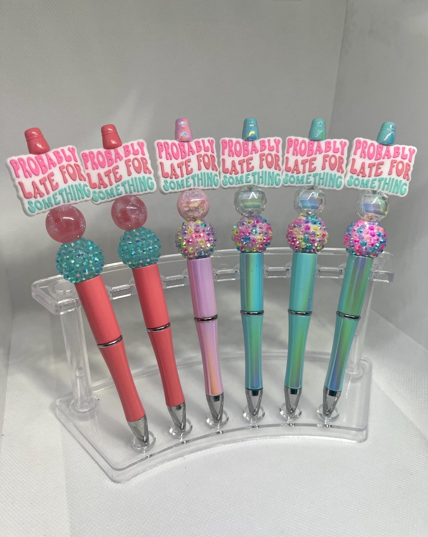 Beaded Pen Probably Late for Something, Sarcastic Pen, Fun Pens Acrylic Beads, Custom Pen, Retractable Ink Pen, Graduation