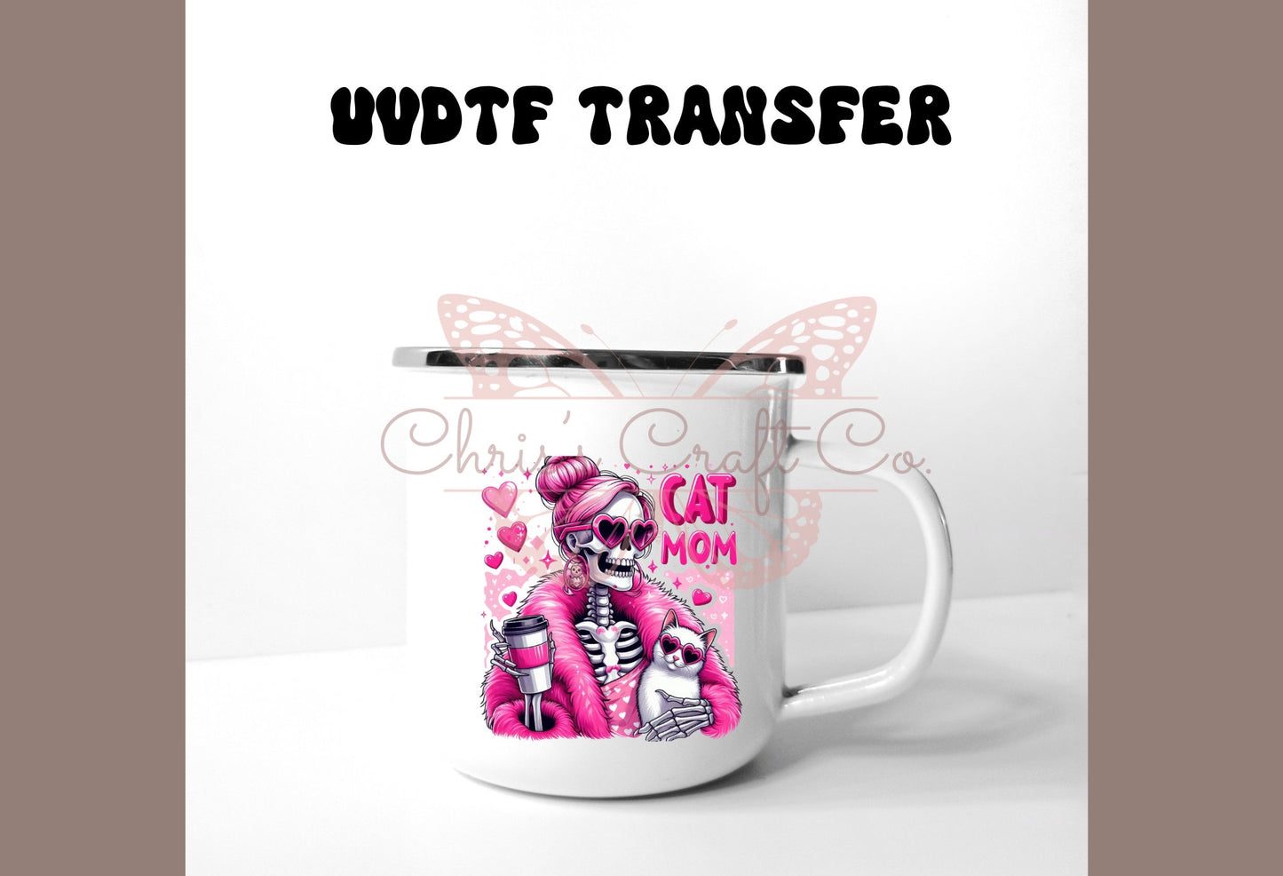 UVDTF Decal Cat Mom Retro Skeleton It’s a Throat P*nch Kind of Day 16oz Can Glass Mug Tumbler, Ready to Apply, Permanent Waterproof Adhesive