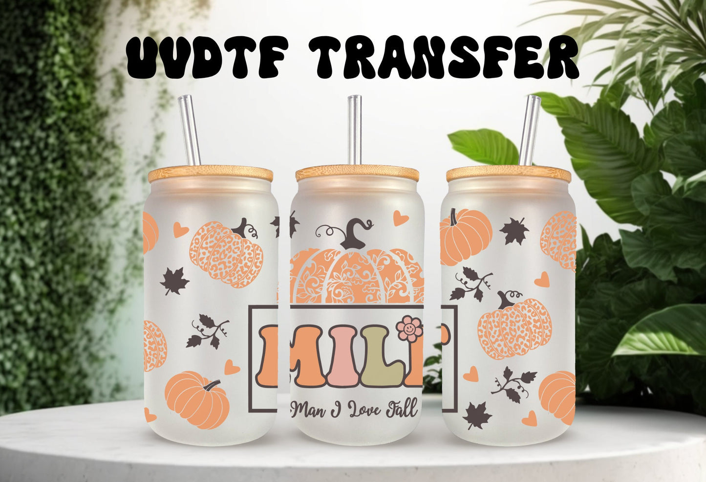 UVDTF Wrap MILF Man I love Fall 16oz Can Glass, Mug, Tumbler, Ready to Apply, Permanent Waterproof Adhesive