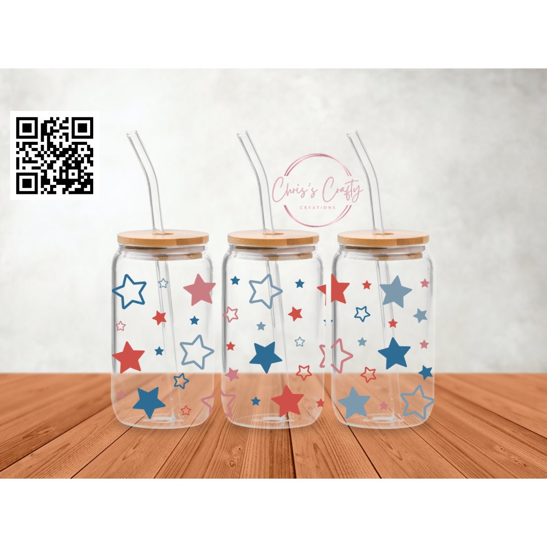 UVDTF Wrap Patriotic Red White and Blue Stars, Fourth of July Wrap, Ready to apply, Permanent Waterproof Adhesive