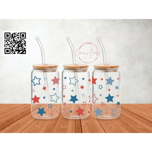 UVDTF Wrap Patriotic Red White and Blue Stars, Fourth of July Wrap, Ready to apply, Permanent Waterproof Adhesive