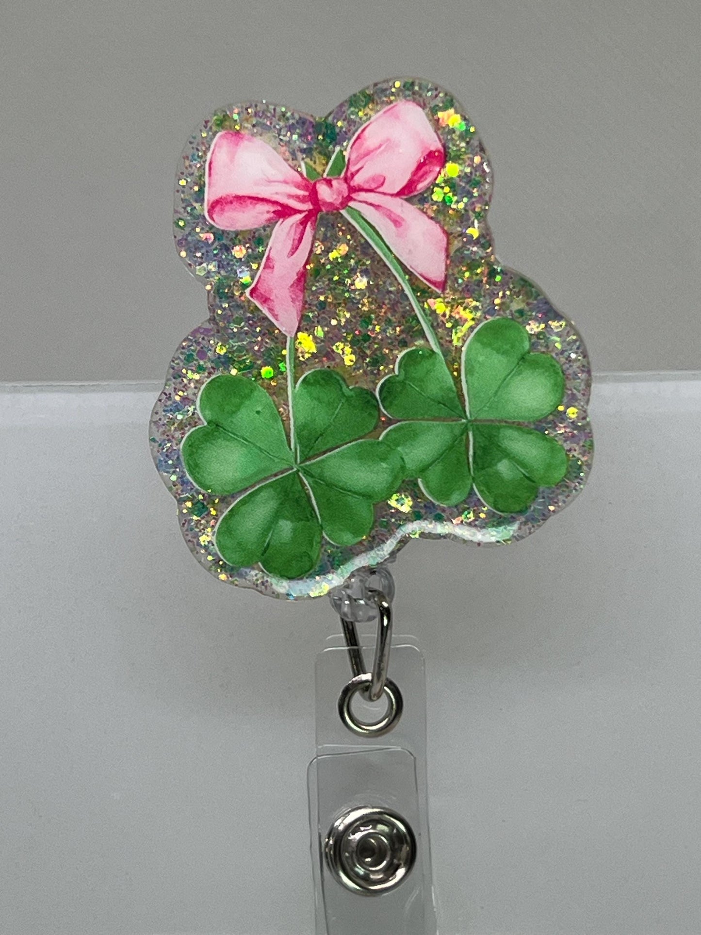Coquette Bow Shamrock Acrylic Blank Decal Set, DIY Badge Reels, Bow Blank UVDTF sticker, Unfinished Badge Reel, Badge Reel Blanks