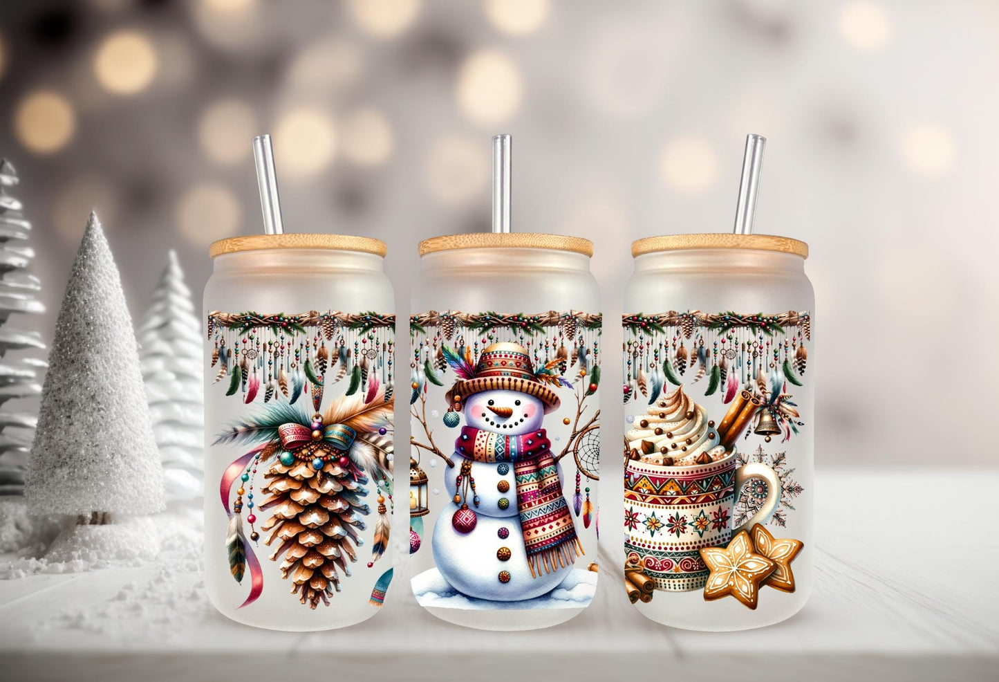 UVDTF Wrap Snowman Hot Cocoa Pine cone