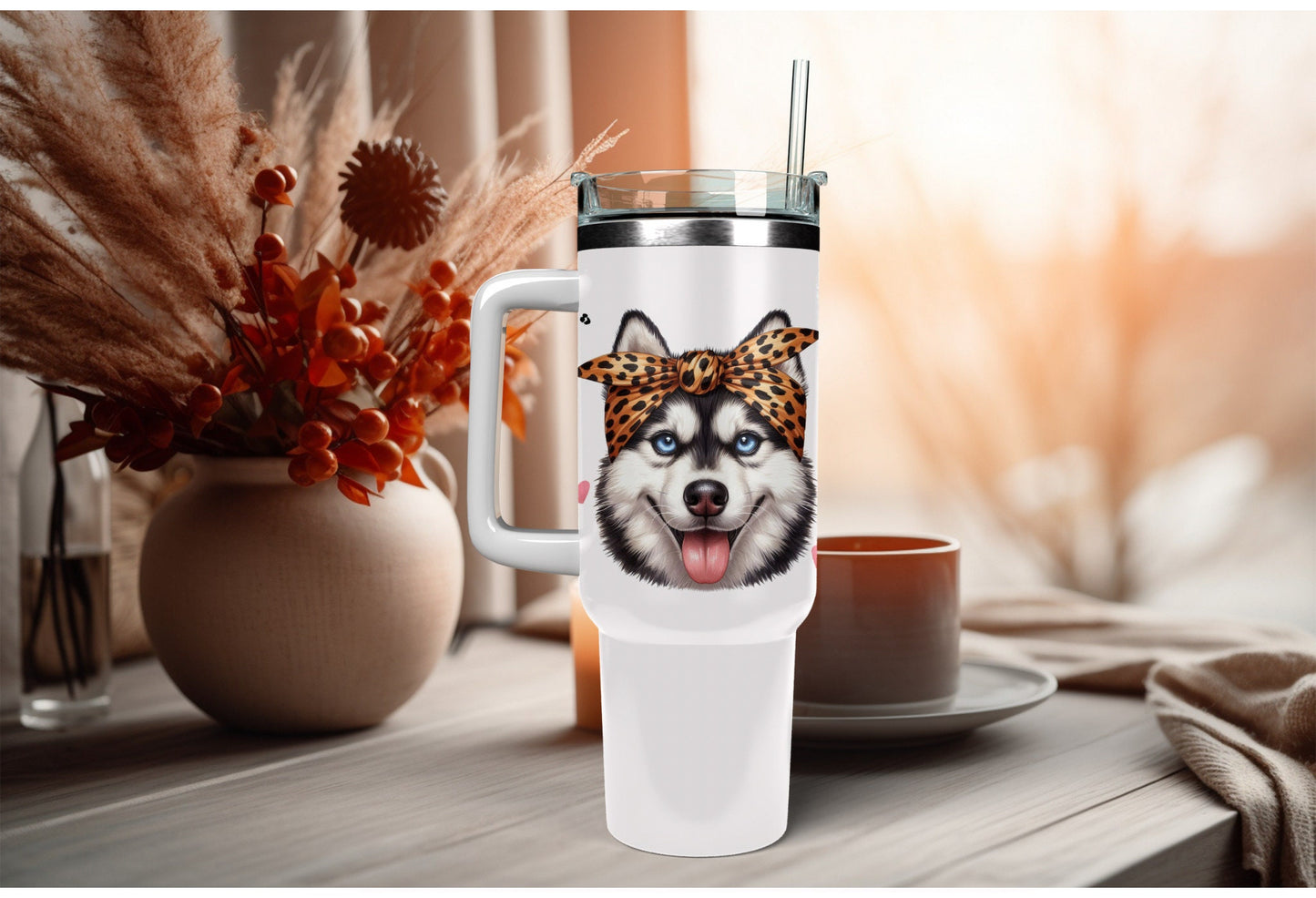 UVDTF Wrap Cute Husky 16 oz Can Glass Wrap, Mug Tumbler, Dog Mom, Ready to apply, Permanent Adhesive Waterproof