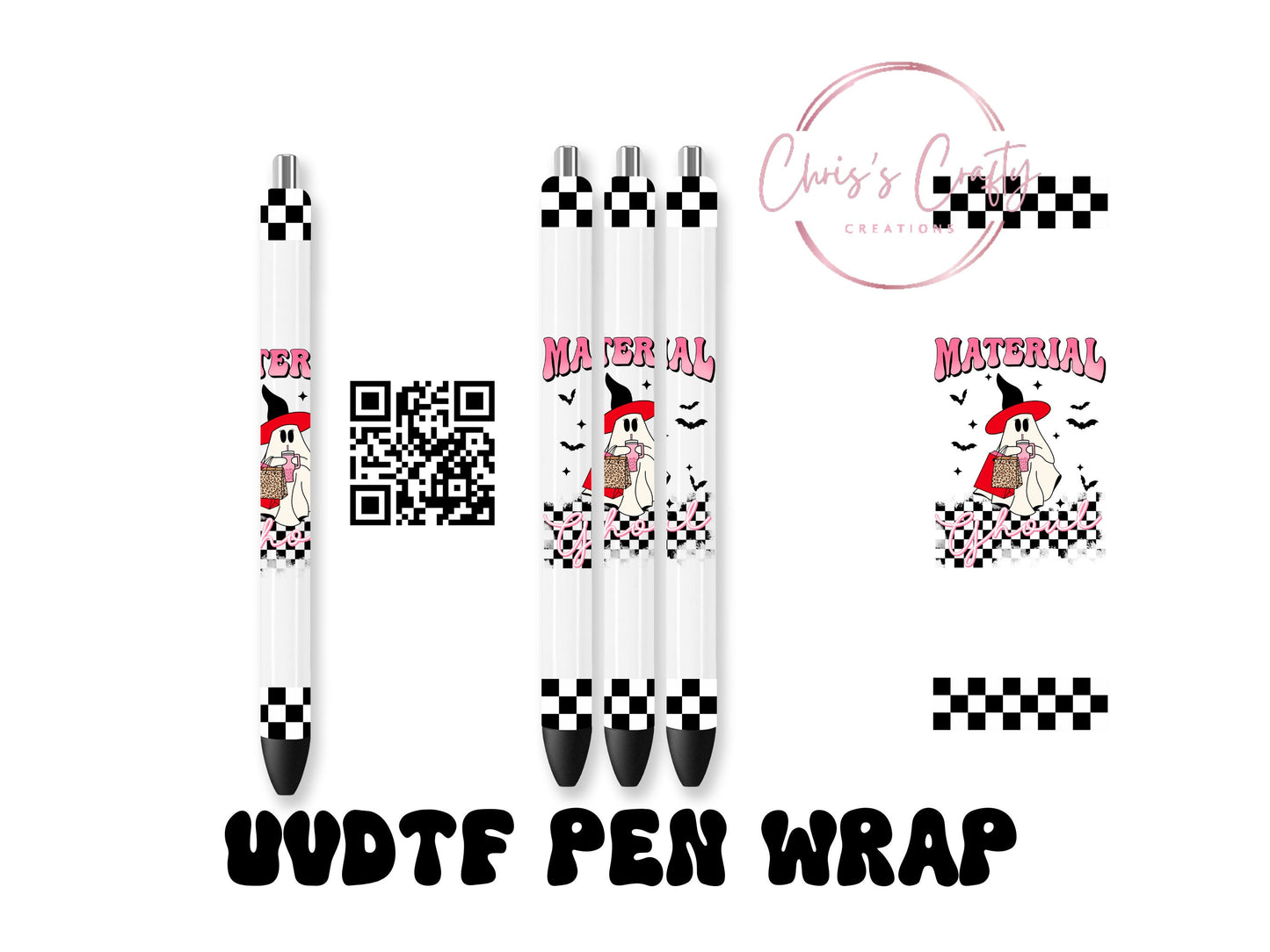 UVDTF Exclusive Cute Halloween Material Ghoul Ghost Pen Wrap, Permanent Waterproof Adhesive, Ready to apply