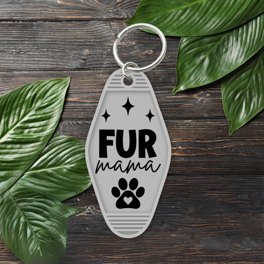 UVDTF Keychain Fur Mama Decal, Motel Keychain Ready to Apply, UVDTF Motel Keychain Decal,  1 Only or  Set of 5 Keychain Decals, Gifts