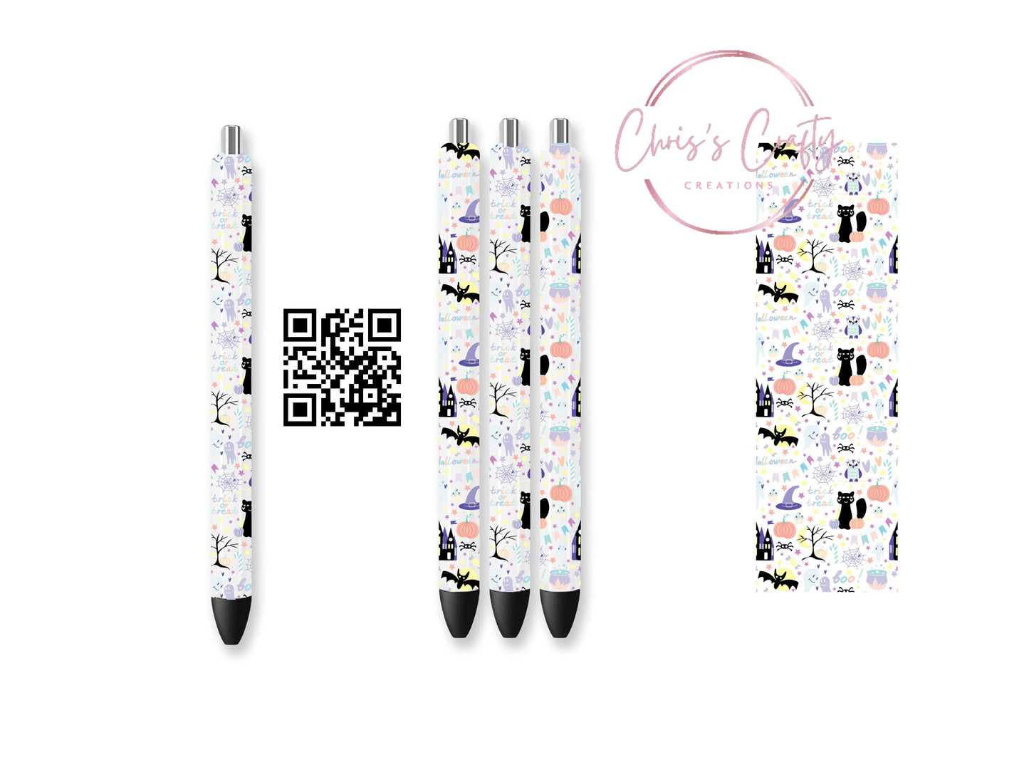 UVDTF Pen Wrap Cute Halloween Cat Pumpkins Witches Hat, Ready to Apply, Permanent WaterproofAdhesive