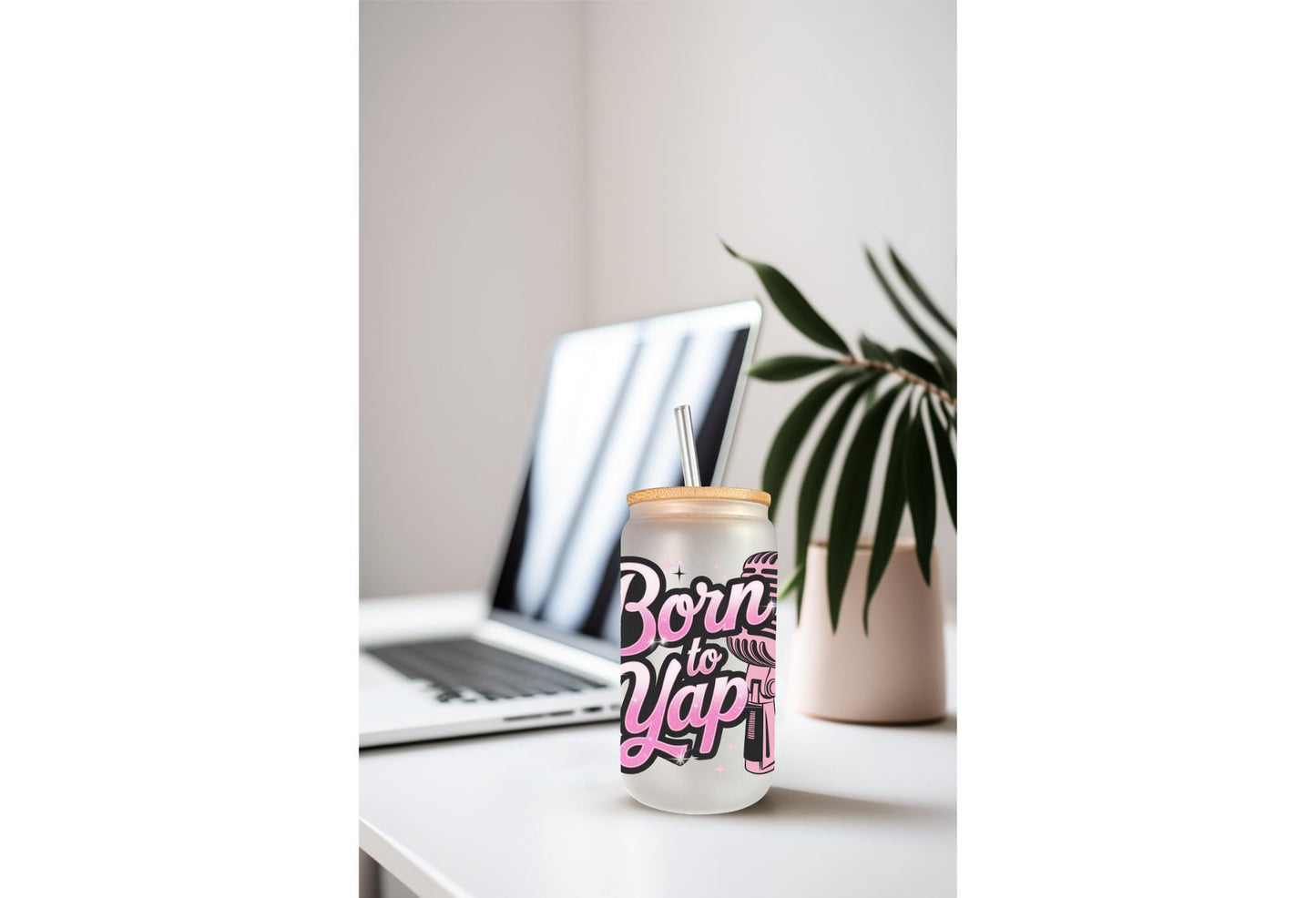 UVDTF Decal Vintage Born To Yap 16oz Can Glass Mug Tumbler, Sarcastic Funny Decal, Ready to Apply, Permanent Waterproof Adhesive