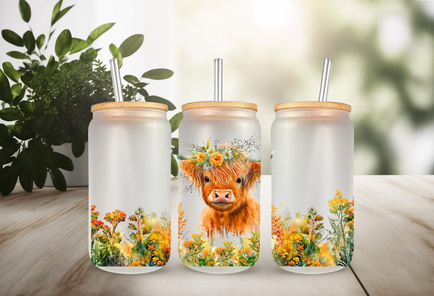 UVDTF Wrap Highland Cow Floral