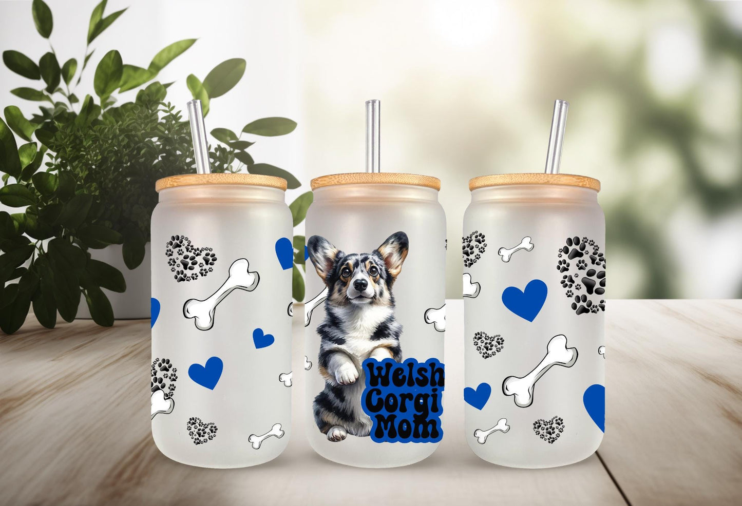 UVDTF Wrap Corgi Mom for 16oz Can Glass Mug Tumbler,  Ready to Apply, Permanent Waterproof Adhesive