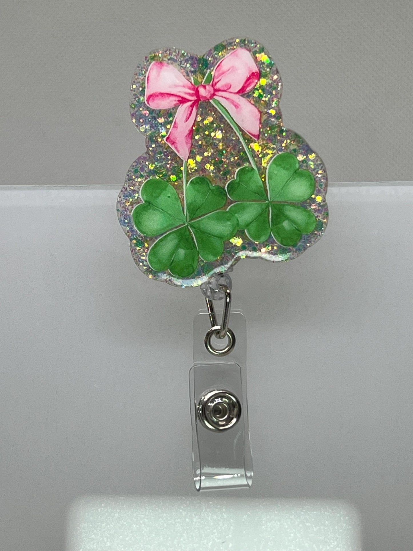 Coquette Bow Shamrock Acrylic Blank Decal Set, DIY Badge Reels, Bow Blank UVDTF sticker, Unfinished Badge Reel, Badge Reel Blanks