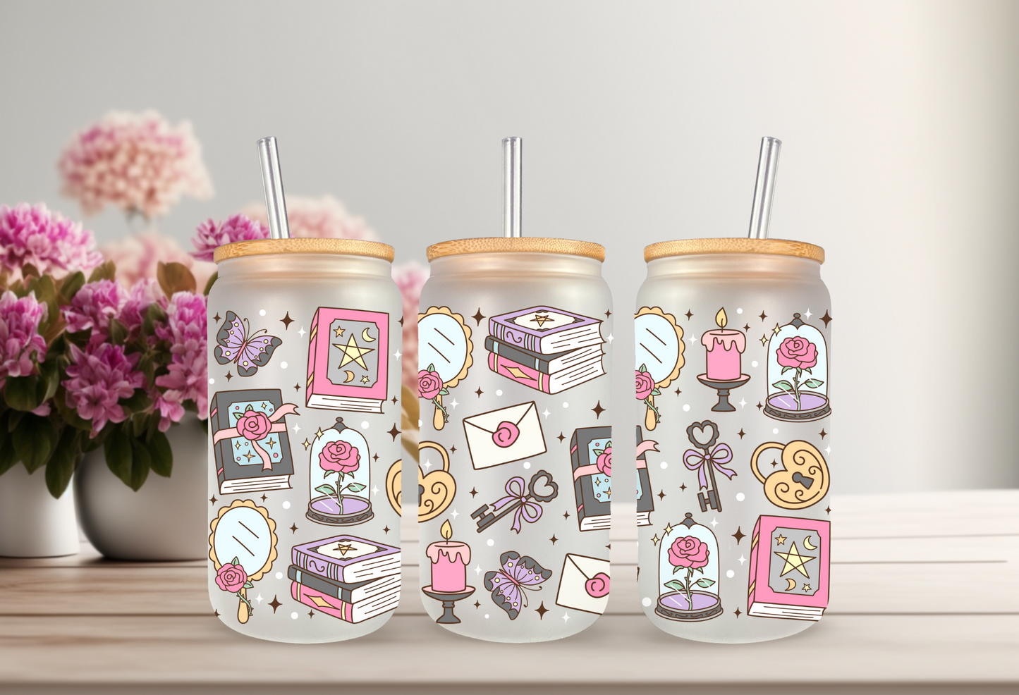UVDTF Wrap Books Dark Academy Checkered for 16oz Can Glass Mug Tumbler, Ready to apply, Permanent Waterproof Adhesive
