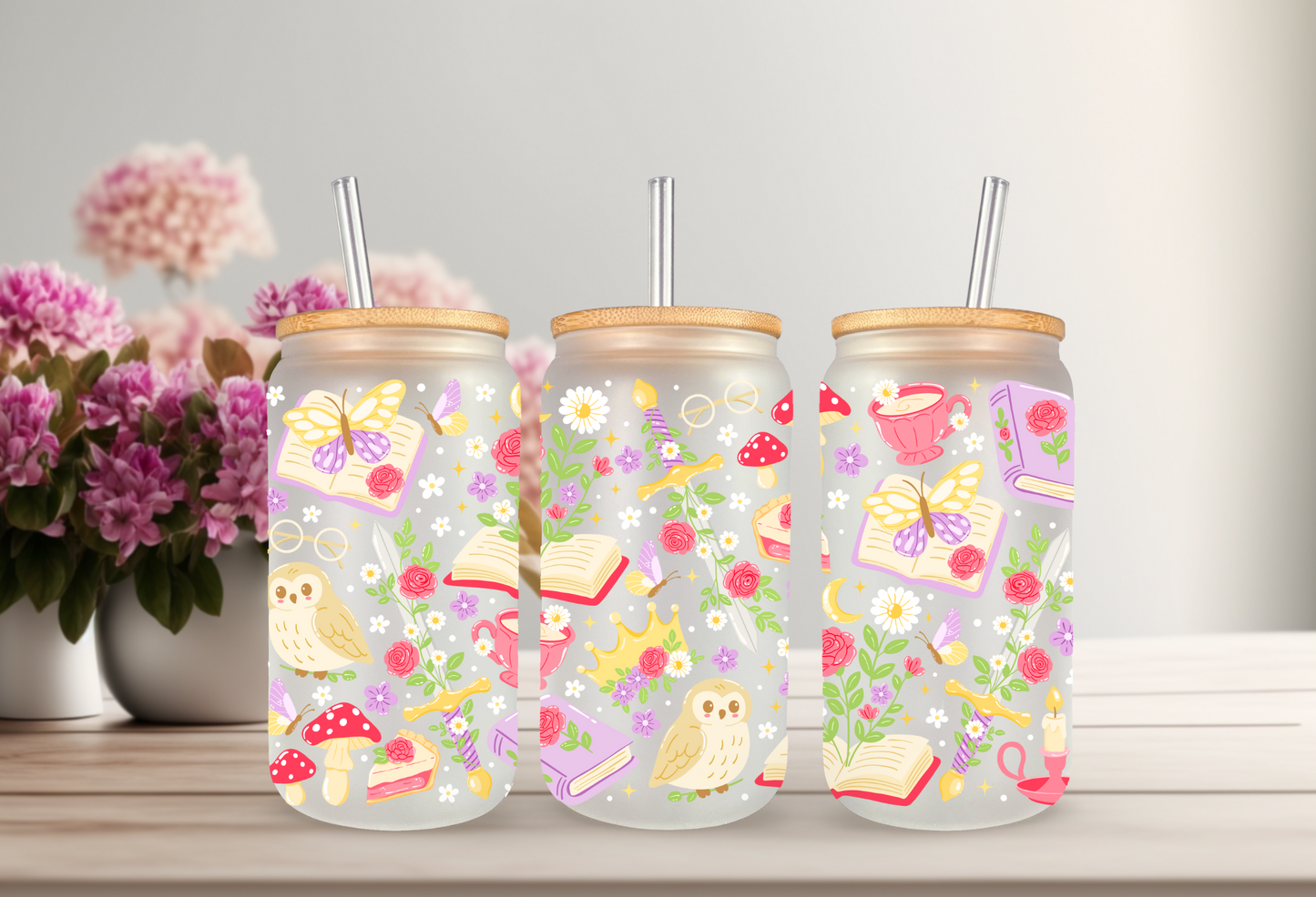 UVDTF Wrap Fantasy Book Lover  for 16oz Mug Tumbler, Ready to apply, Fruit Wrap, Permanent Waterproof Adhesive