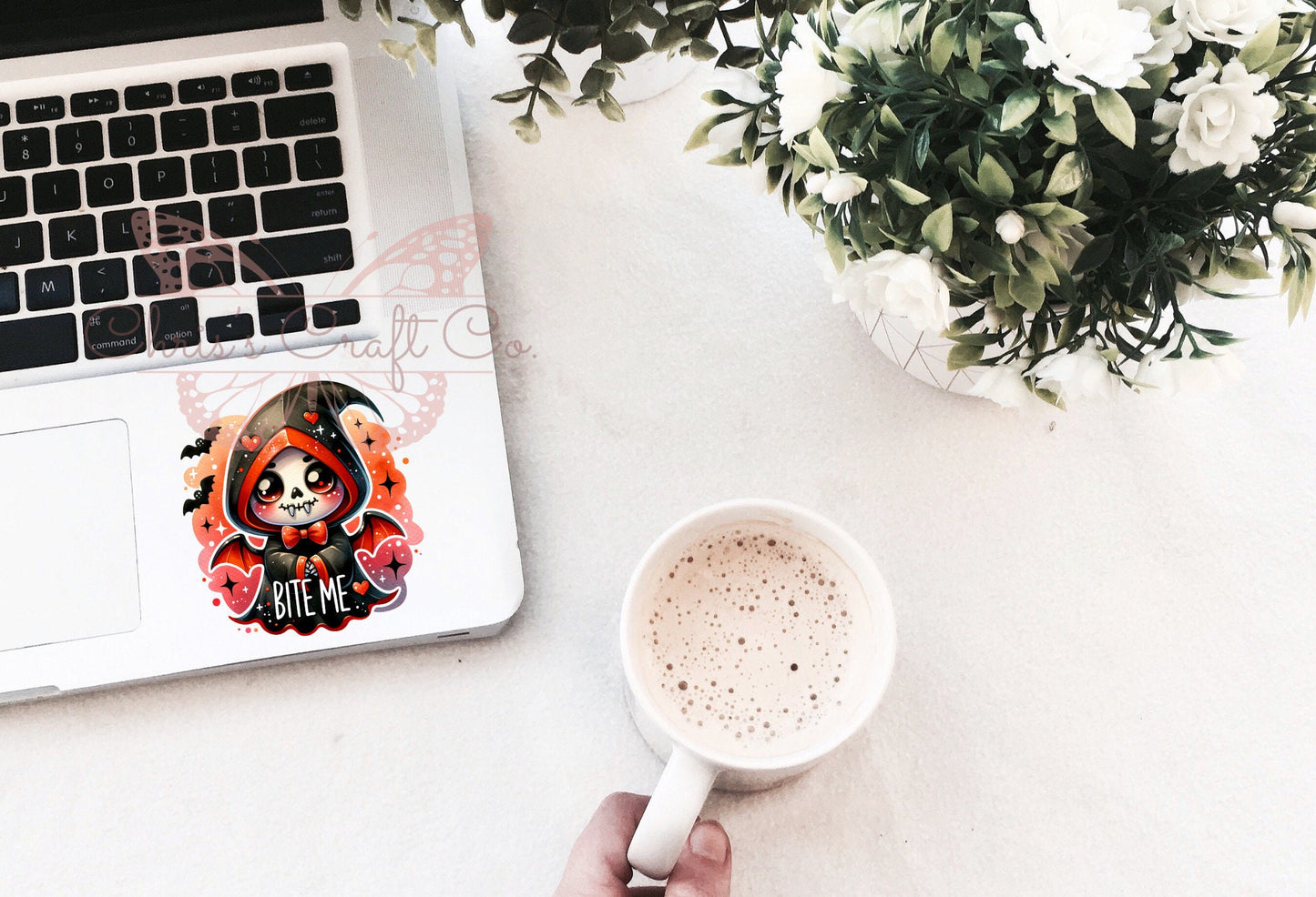 UVDTF Decal Skeleton Reaper Bite Me 16oz Can Glass, Tumbler or Mug, Nurse Decal, Ready to Apply, Permanent Waterproof Adhesive
