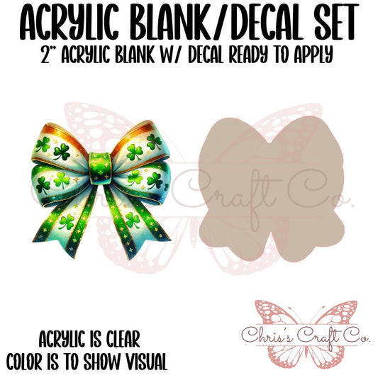 St. Patrick Coquette Bow Acrylic Blank Decal Set, DIY Badge Reels, Bow Blank and UVDTF sticker, Unfinished Badge Reel, Badge Reel Blanks
