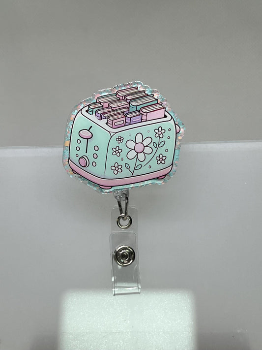 Toaster & Books Badge Reel - Whimsical Retractable ID Holder for Book Lovers, Teachers