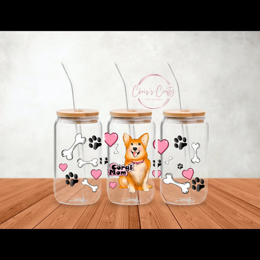 UVDTF Wrap Corgi Mom for 16oz Mug Tumbler, Dog Mom Wrap, Ready to apply, Gifts for Her, Permanent Waterproof Adhesive