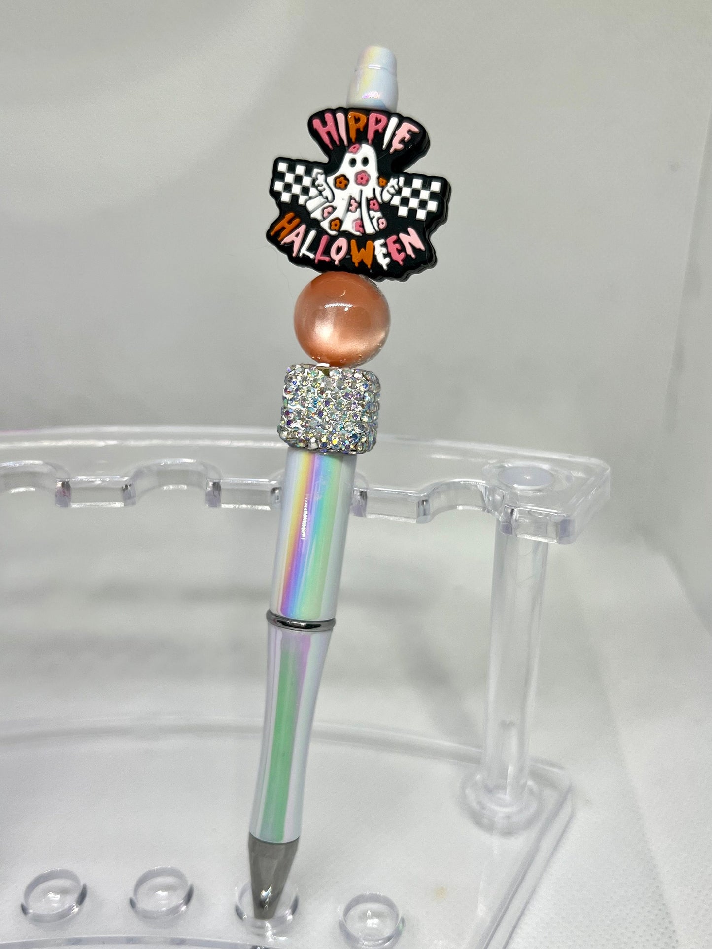 Beaded Pen Spooky Ghost Hippie Vibes, Fun Pens Acrylic Beads, Custom Pen, Retractable Ink Pen, Gifts for her, Teacher, Nurses, Medical