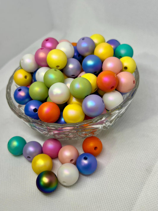 16 mm Opal Coated Acrylic Beads – Vibrant Multicolor Jewelry & Craft Supplies, Acrylic Gumball Beads in Bulk, 16mm Beads