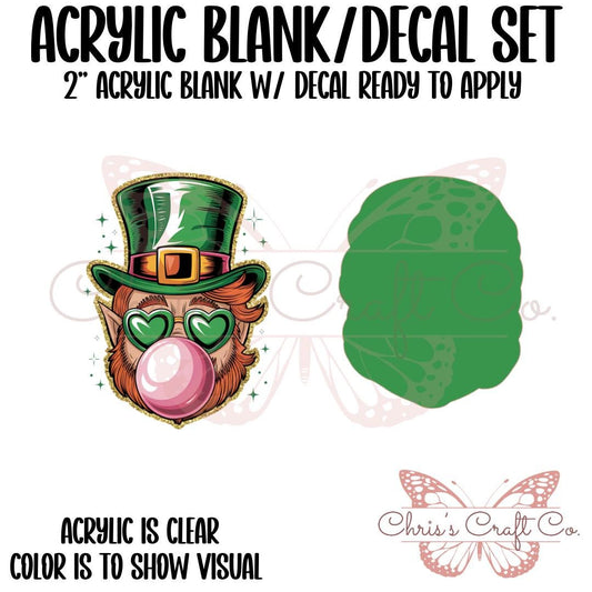 Leprechaun Bubble Acrylic Blank UVDTF Decal Set, St. Patrick Badge, Diy Badge Reels, UVDTF sticker, Unfinished Badge Reel, Badge Reel Blanks