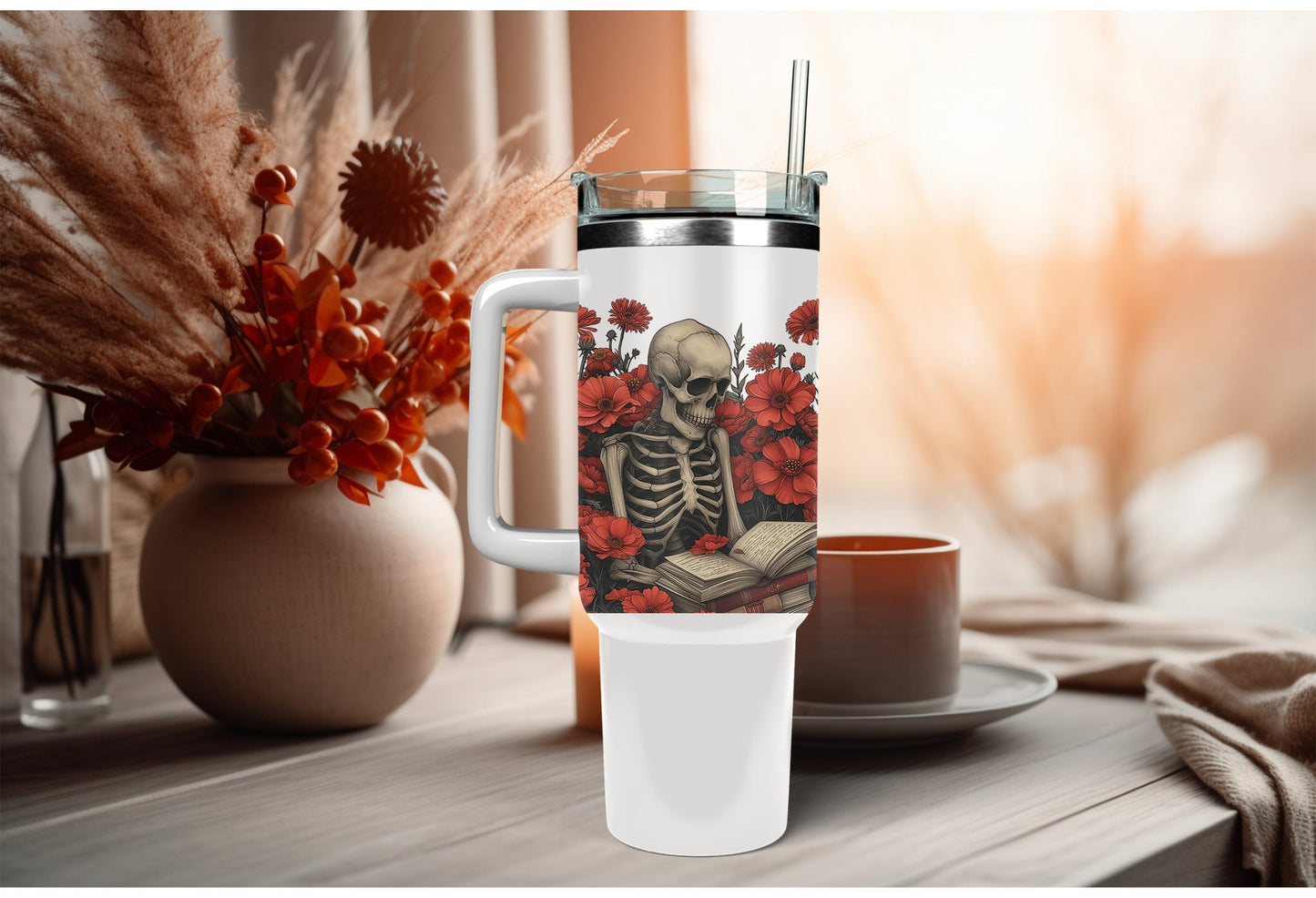 UVDTF Wrap Skeleton Reading Books Floral