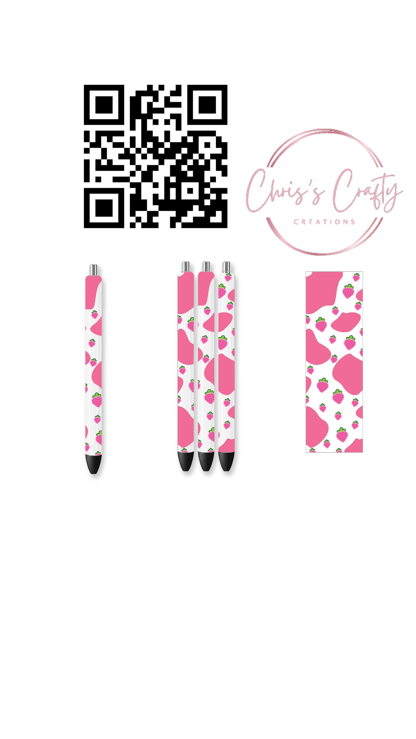 UVDTF Pen Wrap Strawberry Cow Print, Ready to Apply,  Permanent Waterproof Adhesive