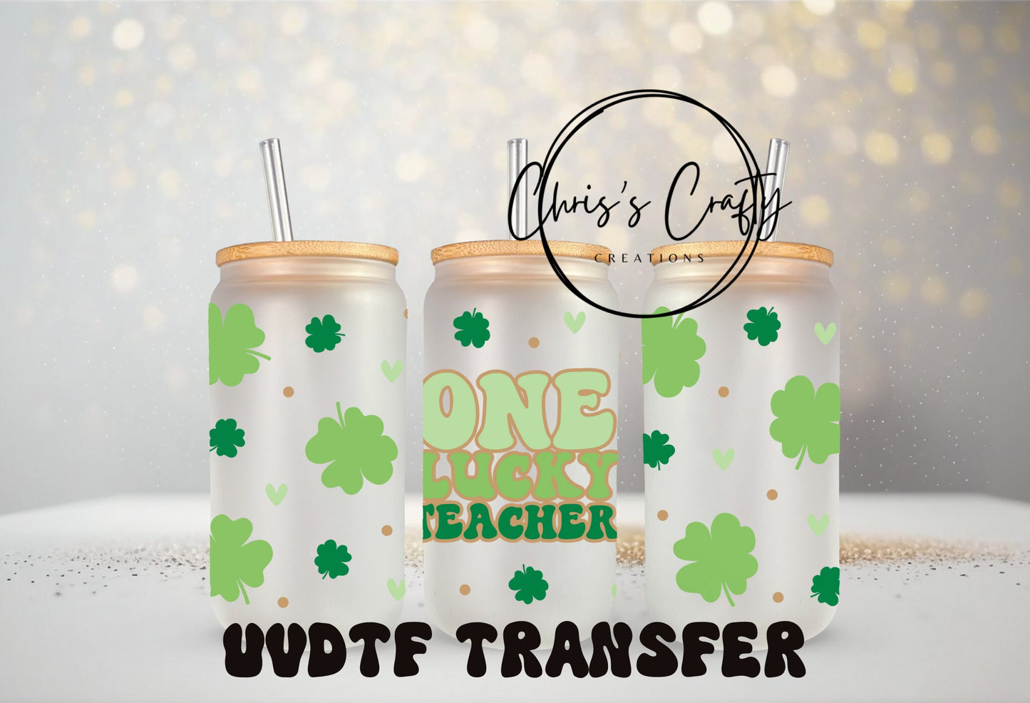 UVDTF Wrap Lucky Mama Shamrock 16oz Mug Tumbler, Ready to Apply, Permanent Waterproof Adhesive