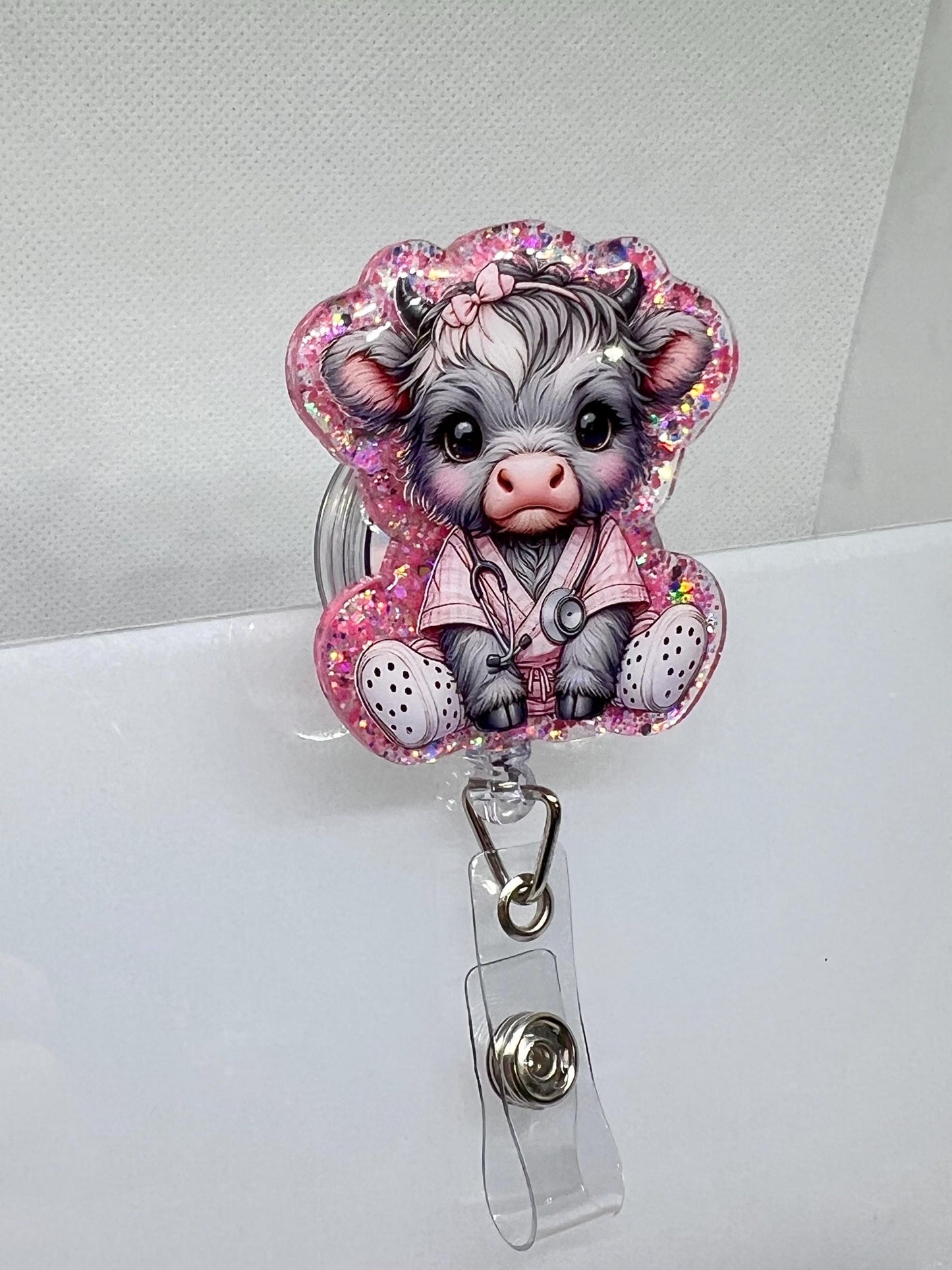 Highland Cow Nurse Acrylic Blank Decal Set, DIY Badge Reels, Medical Blank UVDTF sticker, Unfinished Badge Reel, Badge Reel Blanks