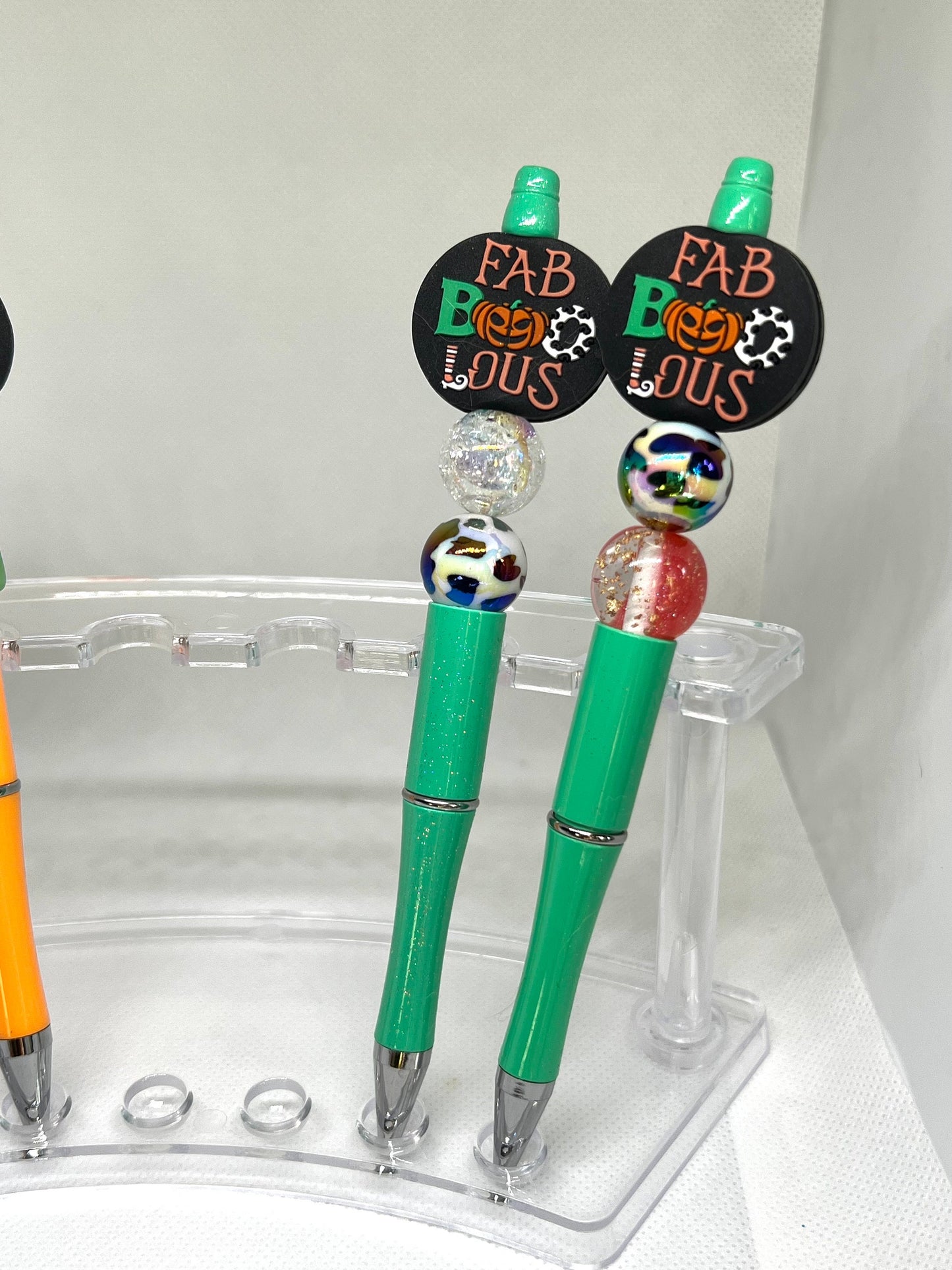 Beaded Pen Halloween Faboolous Pumpkin, Fun Pens Acrylic Beads, Custom Pen, Retractable Ink Pen, Gifts