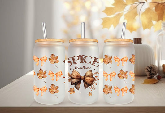UVDTF Wrap Spice Mama Coquette Bows for 16oz Can Glass Mug Tumbler, Ready to apply, Permanent Waterproof Adhesive