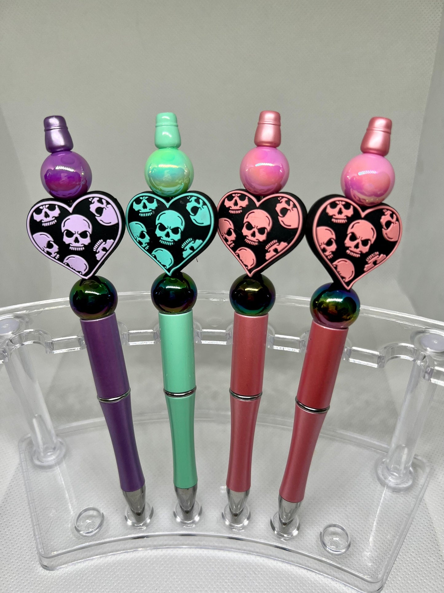 Skeleton Heart Beaded Pen, Sarcastic Pen, Fun Pens Acrylic Beads, Custom Pen, Retractable Ink Pen, Graduation