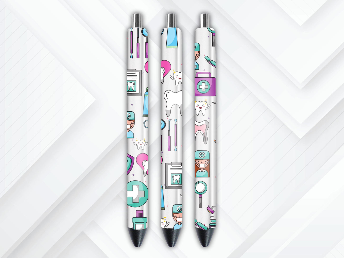 UVDTF Pen Wrap Dental Pink Purple Blue, Dental Pen Wrap, Glitter Pen, Ready Permanent Adhesive Waterproof