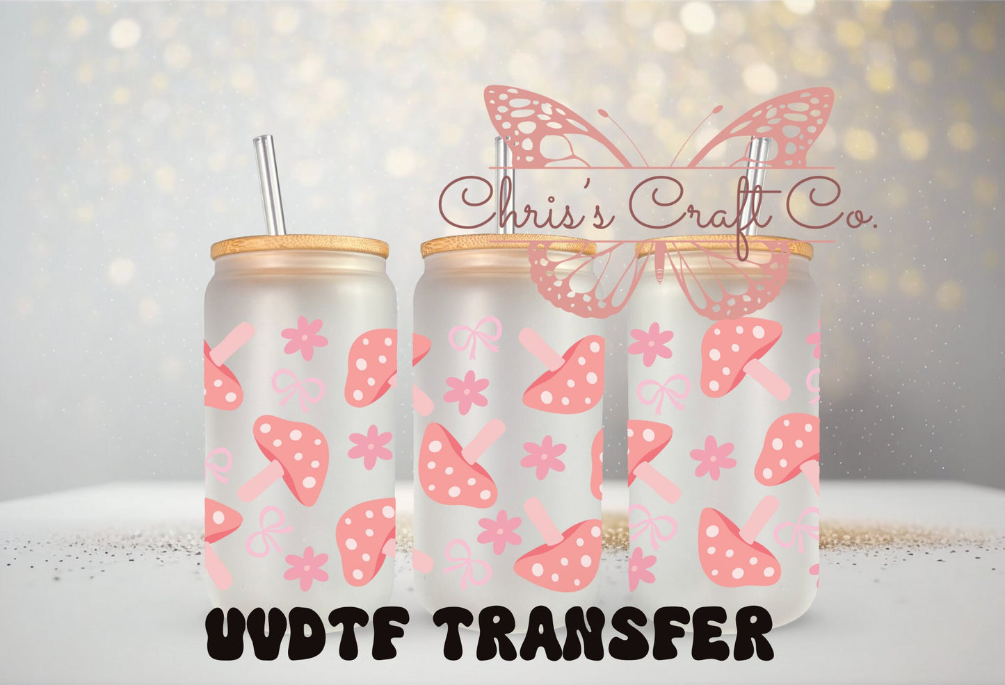 UVDTF Wrap Coquette Bow Mushroom Flower